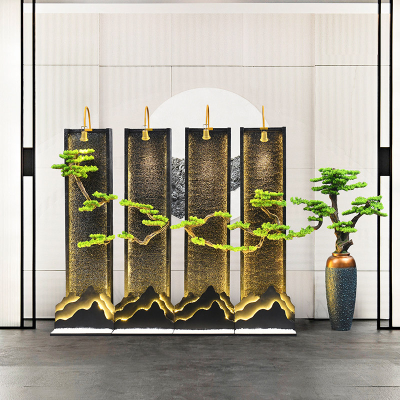 水幕墙流水屏风玄关隔断客厅摆件大型落地循环水公司办公室装饰品