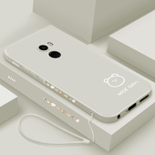 适用小米mix2手机壳新款 mix2s液态硅胶mix3保护套小米mix4全包防摔note3简画熊和兔网红男潮女款 超薄可爱创意