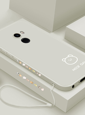 适用小米mix2手机壳新款mix2s液态硅胶mix3保护套小米mix4全包防摔note3简画熊和兔网红男潮女款超薄可爱创意