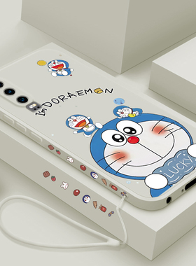 适用华为p30手机壳新款p30pro液态硅胶保护套por男女生p20镜头全包p20pro防摔软壳ELE-AL00个性por卡通机器猫