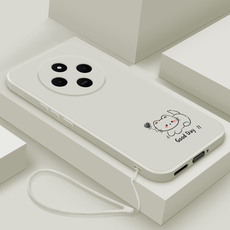 适用红米14C手机壳新款小米Redmi14R液态硅胶保护套红米13R镜头全包防摔12C软壳5G男女学生老人卡通线条小猫
