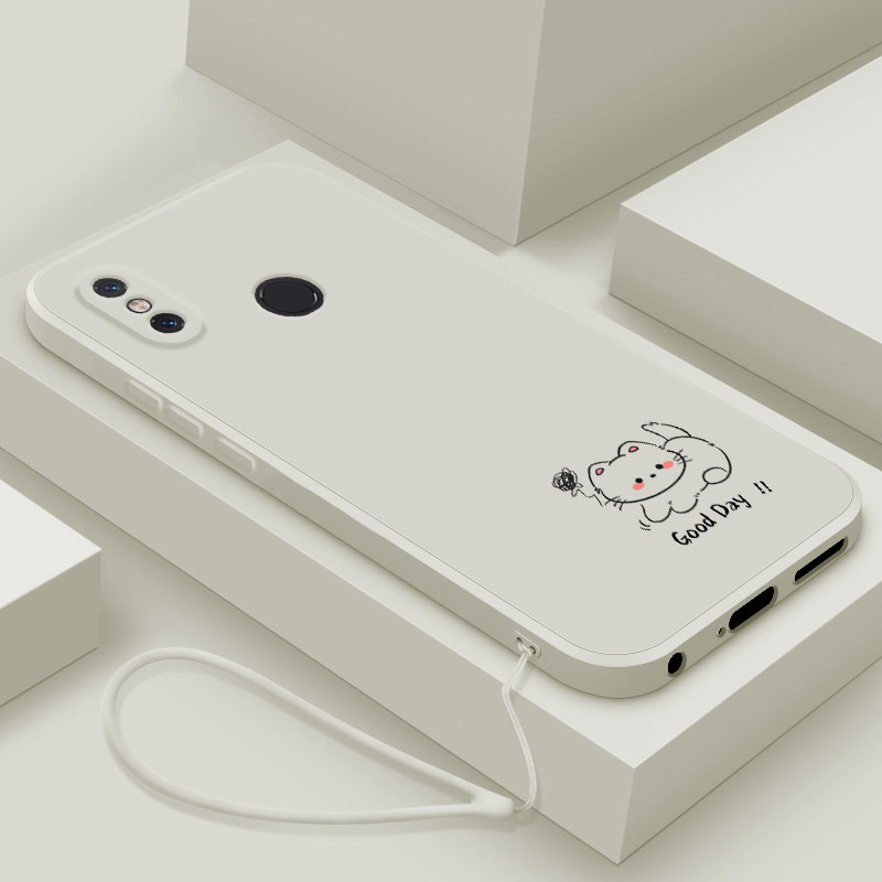 适用小米8手机壳新款xiaomi8青春版液态硅胶8se保护套小米6镜头全包防摔5x软壳潮男女生简约卡通外壳线条小猫