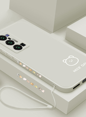 vivox70手机壳新款液态硅胶x70Pro防摔保护套x70pro+直边软壳网红个性创意简画熊和兔v1v0男女款镜头全包外壳