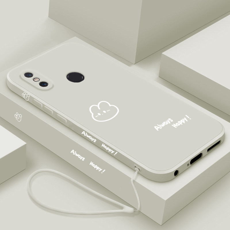 适用小米8手机壳新款xiaomi8青春版液态硅胶保护套男女生小米8se全包边防摔软壳MI八个性创意简约外壳开心兔