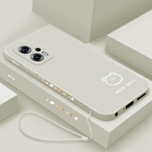 简约小众小米note11tpro镜头全包防摔保护套Redmi网红女款 简画熊和兔适用红米note11t手机壳新款 个性 直边创意