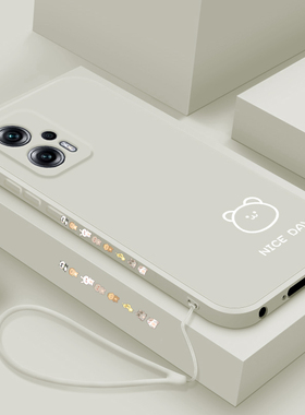 简画熊和兔适用红米note11t手机壳新款个性简约小众小米note11tpro镜头全包防摔保护套Redmi网红女款直边创意