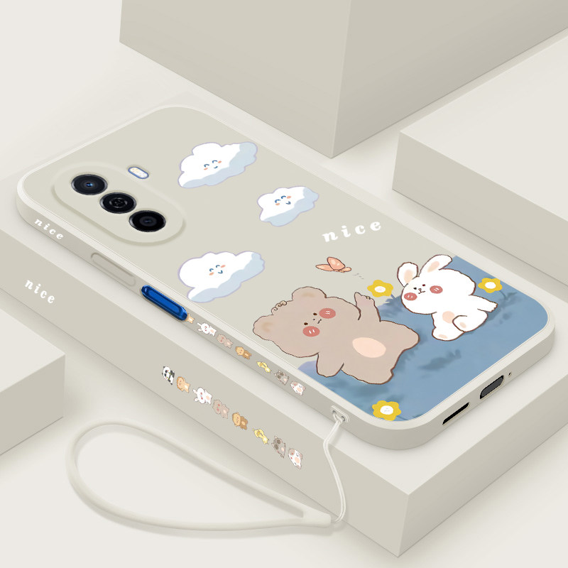 适用于华为畅享50手机壳新款侧边框畅想50液态硅胶卡通小熊与小兔MGA-AL00全包摄像头网红女款直边超薄防摔
