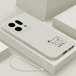 适用oppofindx9手机壳新款findx9pro液态硅胶软壳oppo镜头全包防摔保护套findx9男女生简约卡通外壳线条小猫