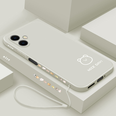 适用三星A06手机壳新款GalaxyA06液态硅胶保护套SM-A065F镜头全包防摔软壳Samsunga06男女生简约创意线条小熊