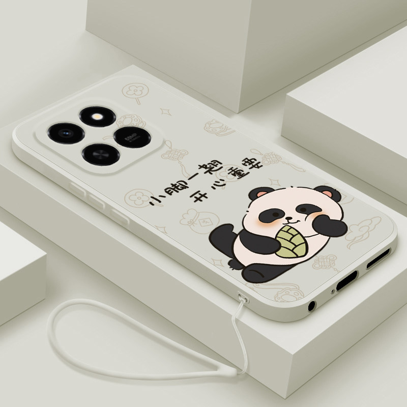 适用荣耀Play10T手机壳新款荣耀play10C液态硅胶软壳华为honor镜头全包防摔保护套潮男女生创意卡通翘脚熊猫