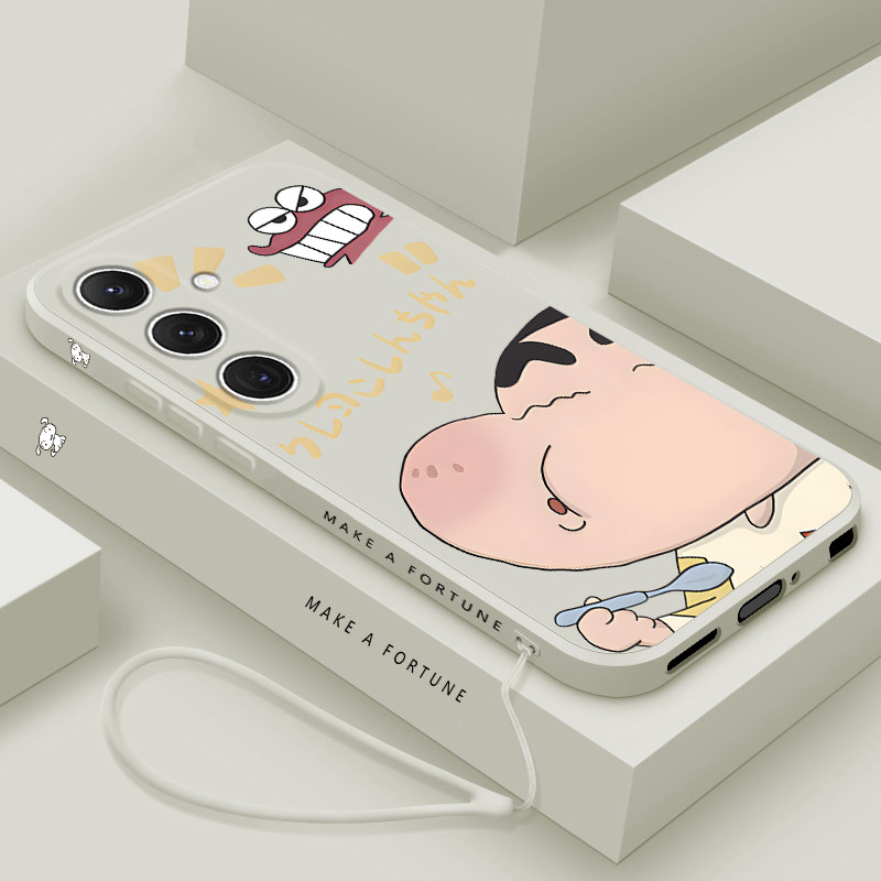 适用三星s24手机壳新款GalaxyS24+液态硅胶软壳十plus男女生S24ultra镜头全包防摔保护套个性创意潮卡通小新