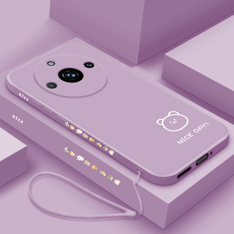 realme11pro手机壳新款简画熊和兔真我11pro 保护套rmx3770直边个性