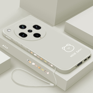 适用oppofindx8ultra手机壳新款findx8s液态硅胶保护套findx8s+镜头全包防摔软壳十oppo男女情侣卡通线条小熊