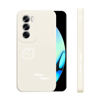 适用reno12pro手机壳新款opporeno12液态硅胶保护套por镜头全包防摔软壳rone男女生5g个性创意卡通外壳开心兔