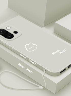 适用一加13T手机壳新款oneplus13液态硅胶保护套1+13t镜头全包防摔软壳PKX110男女情侣款网红卡通可爱开心兔