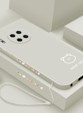 适用于华为mate30手机壳新款液态硅胶mate30pro直边全包防摔保护套魅特30epro简画熊和兔网红潮牌创意男女款