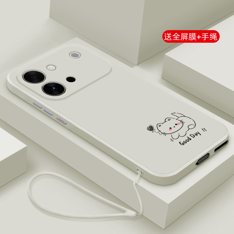 适用荣耀600超级版手机壳新款荣耀600pro液态硅胶软壳honor600元气版镜头全包防摔保护套男女情侣简约线条猫