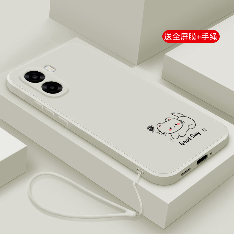 适用oppoA6s手机壳新品oppo A6i+液态磨砂硅胶软壳A6c镜头全包A6v防摔保护套男女情侣款简约卡通外壳线条小猫