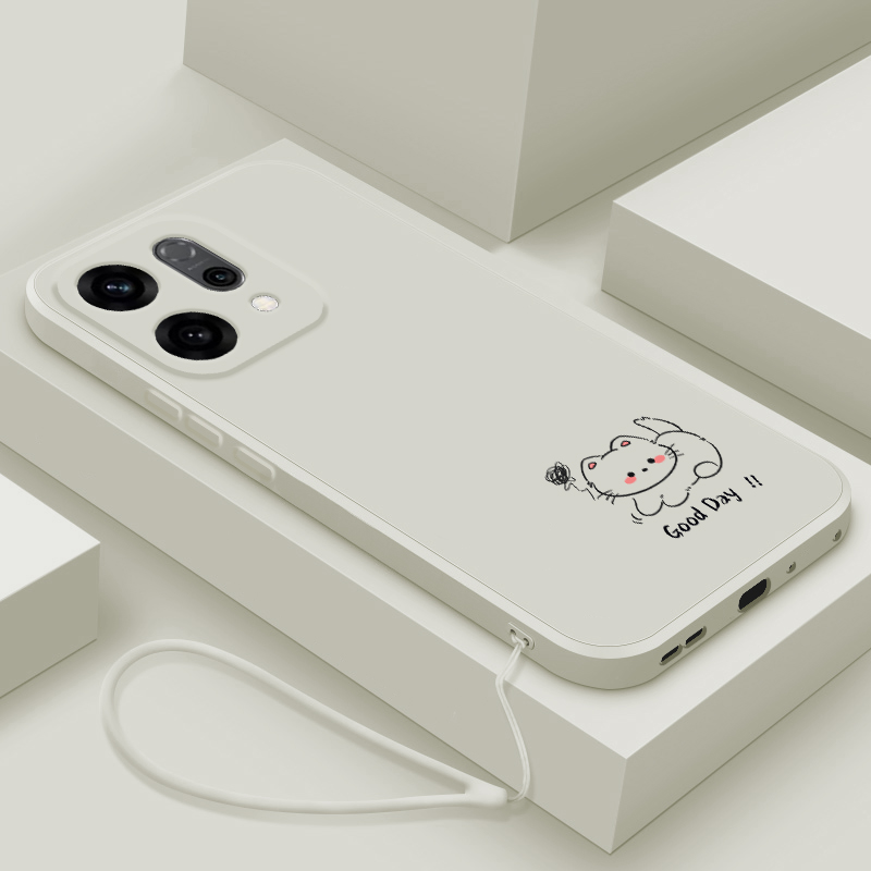 适用opporeno14手机壳新款reno14pro液态硅胶保护套oppo镜头全包防摔软壳por男女生pr0简约卡通外壳线条小猫