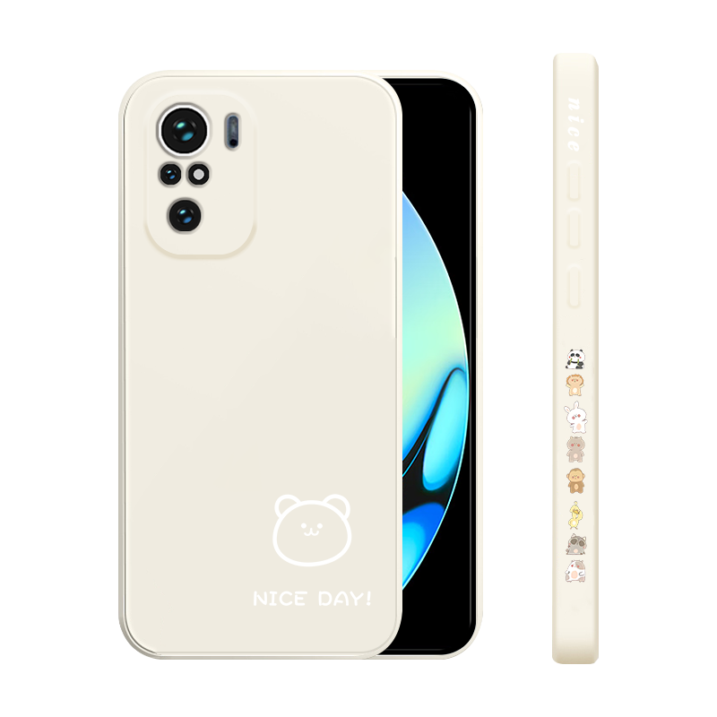 适用于红米k40手机壳新款液态硅胶k40pro全包保护套k40游戏增强版直边简约小众k40s简画熊和兔网红潮牌男女款