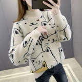 Демисезонный бархатный базовый приятный телу свитер, увеличенная толщина, 2025 года, в западном стиле, высокий воротник