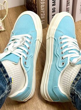 Wanswer/顽尔 天蓝色新款低帮休闲男女情侣百搭透气帆布减震板鞋