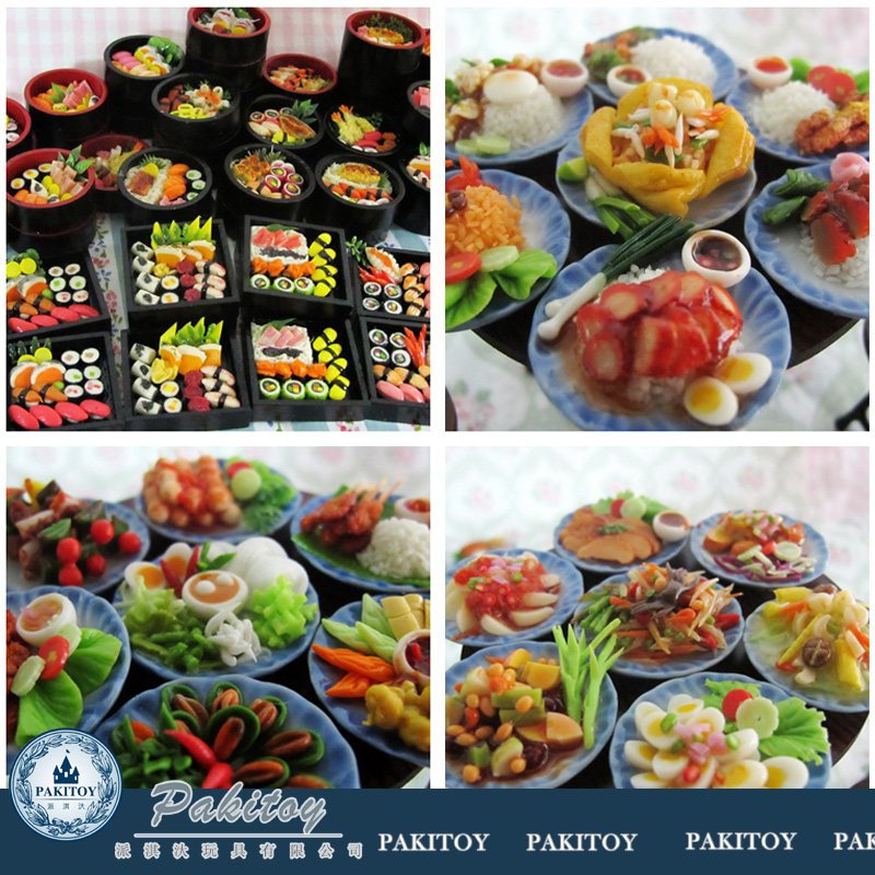 dollhouse派淇汏粘土小屋场景式经典迷你成品中日餐寿司食玩