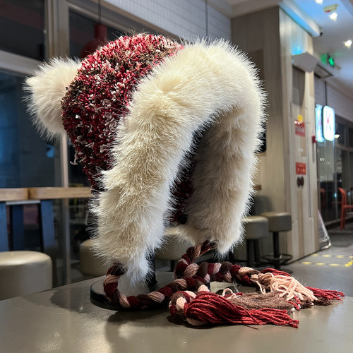 毛绒帽女大头围针织帽子冬季加厚加绒护耳帽东北哈尔滨防寒雷锋帽