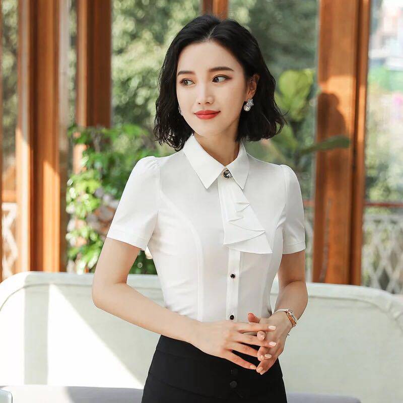 KY6025夏款2018短袖职业衬衫工作服职业装工作服白色寸衣/四面弹