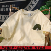 半袖 tee 纯棉刺绣短袖 T恤男休闲宽松情侣装 真青松 麒麟先生夏季