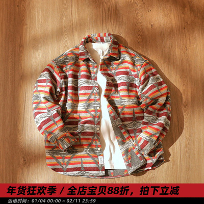 日系复古民族风民族风长袖衬衫