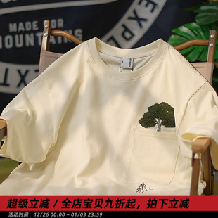 真青松 半袖 麒麟先生夏季 T恤男休闲宽松情侣装 tee 纯棉刺绣短袖