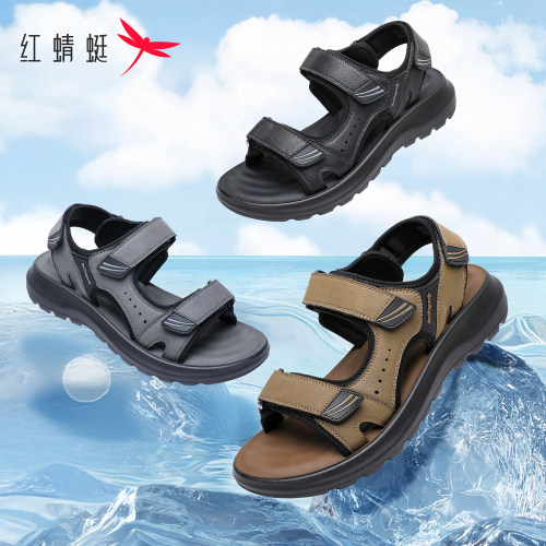 红蜻蜓男士夏季厚底运动休闲凉鞋