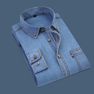 牛仔衬衫 男士 潮流宽松休闲衬衣2026年春秋都市简约上衣服 新品 春季
