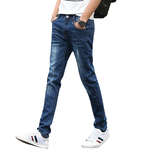 2025春季男士牛仔裤修身直筒韩版潮流休闲裤子男百搭小脚裤长裤男