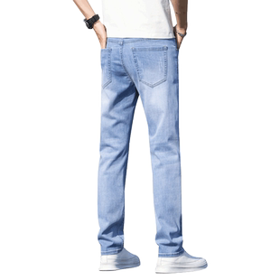 夏季薄款牛仔裤男士2025春秋季宽松修身直筒休闲大码男款长裤子男
