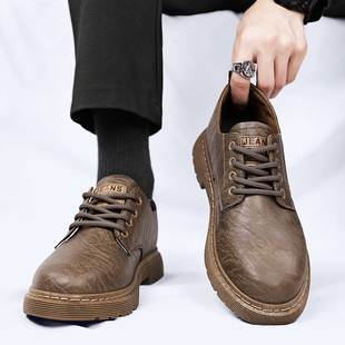 厚底真皮男士 皮鞋 英伦风复古商务正装 春季 防滑耐磨低帮马丁靴 男款