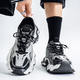 男鞋2026新款春季潮牌高级感小众设计男士休闲运动厚底增高老爹鞋