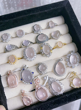 11.21更S925银镶嵌天然星光粉粉晶戒指小众设计简约气质食指戒女