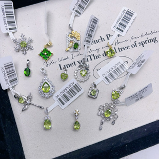 12.20【橄榄石透辉石吊坠】s925纯银吊坠项链女橄榄透辉礼物饰品