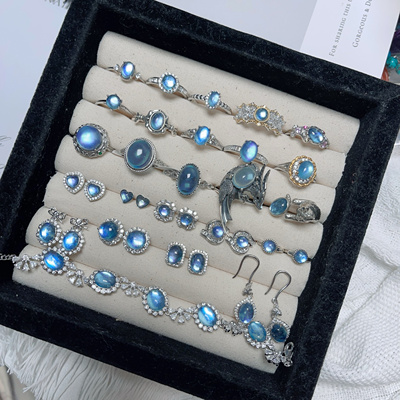 12.4更新款天然海蓝宝戒指s925纯银女款镶锆石精致小众闺蜜礼物