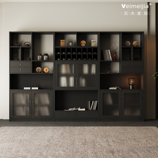 定制复古风实木博古架客厅书房展示柜储物柜多功能置物架收纳柜
