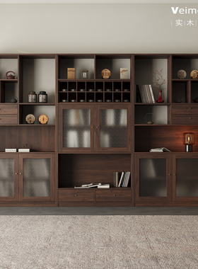 定制中古风实木多宝格博古架客厅收纳柜储物展示柜中式书柜置物架