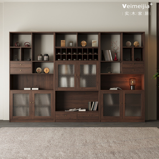 定制中古风实木多宝格博古架客厅收纳柜储物展示柜中式书柜置物架