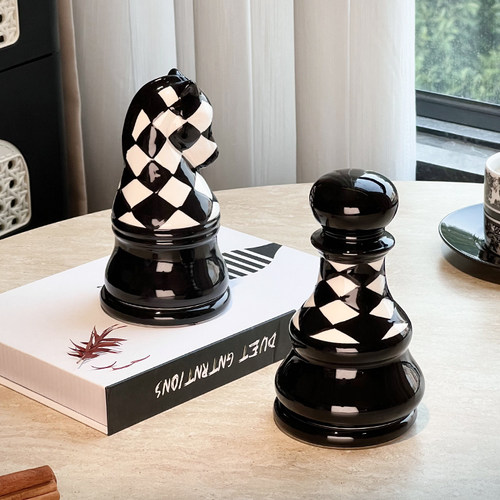 尊慕斯陶瓷象棋牙签筒2025新款家用客厅高颜值防尘牙线棉签收纳盒