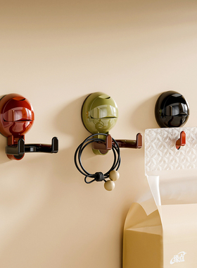 尊慕斯复古吸盘双头挂免打孔悬挂式大包纸巾粘钩浴室厨房强力无痕