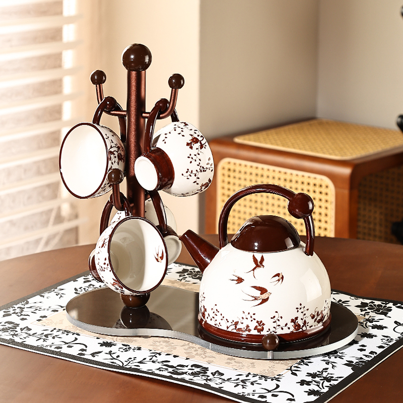 尊慕斯法式水具套装家用中古风高级感花茶水杯乔迁新居结婚伴手礼