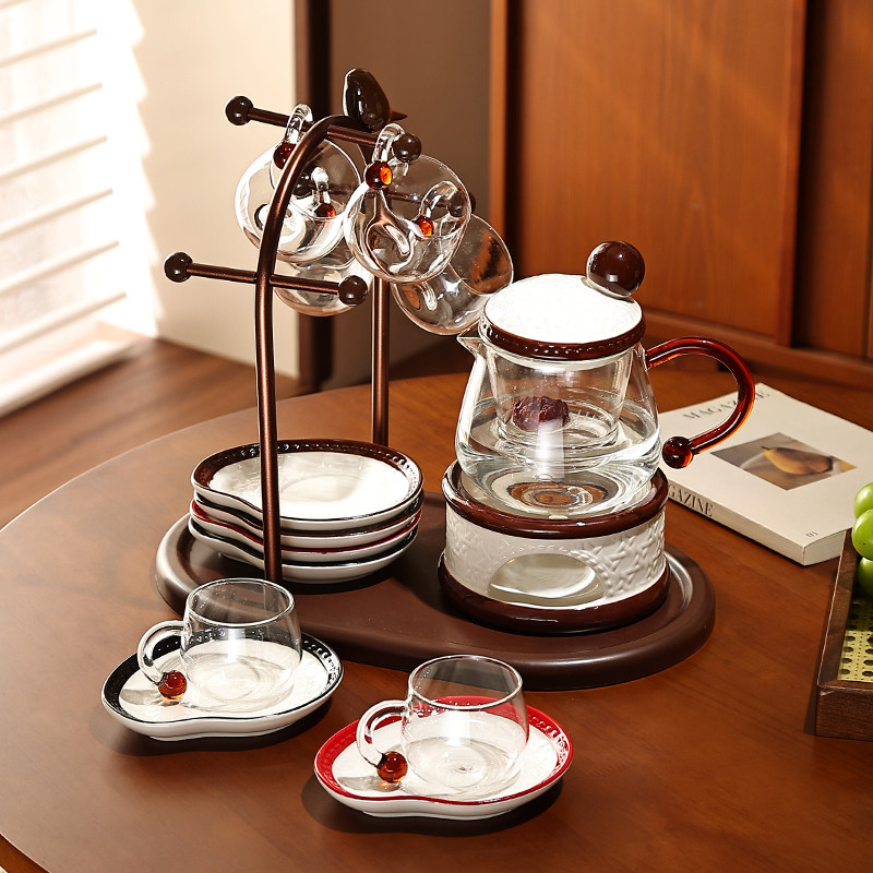 尊慕斯中古风花草茶具套装家用法式待客下午茶茶壶可加热底座杯碟