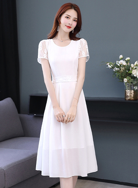 真丝白色连衣裙女夏2022新款漂亮显瘦气质高级感长款今年流行裙子