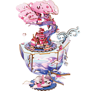 若态若来手工八音盒生日礼物女生diy发条音乐盒天空之城木质拼装